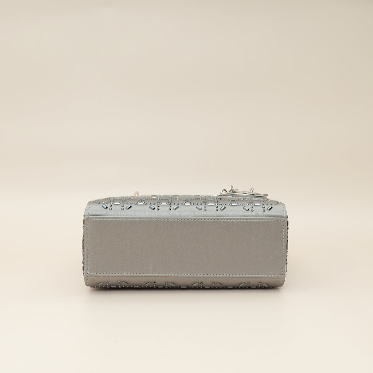 Christian Dior Grey Lady Dior Cannage Satin Strass Mini Bag