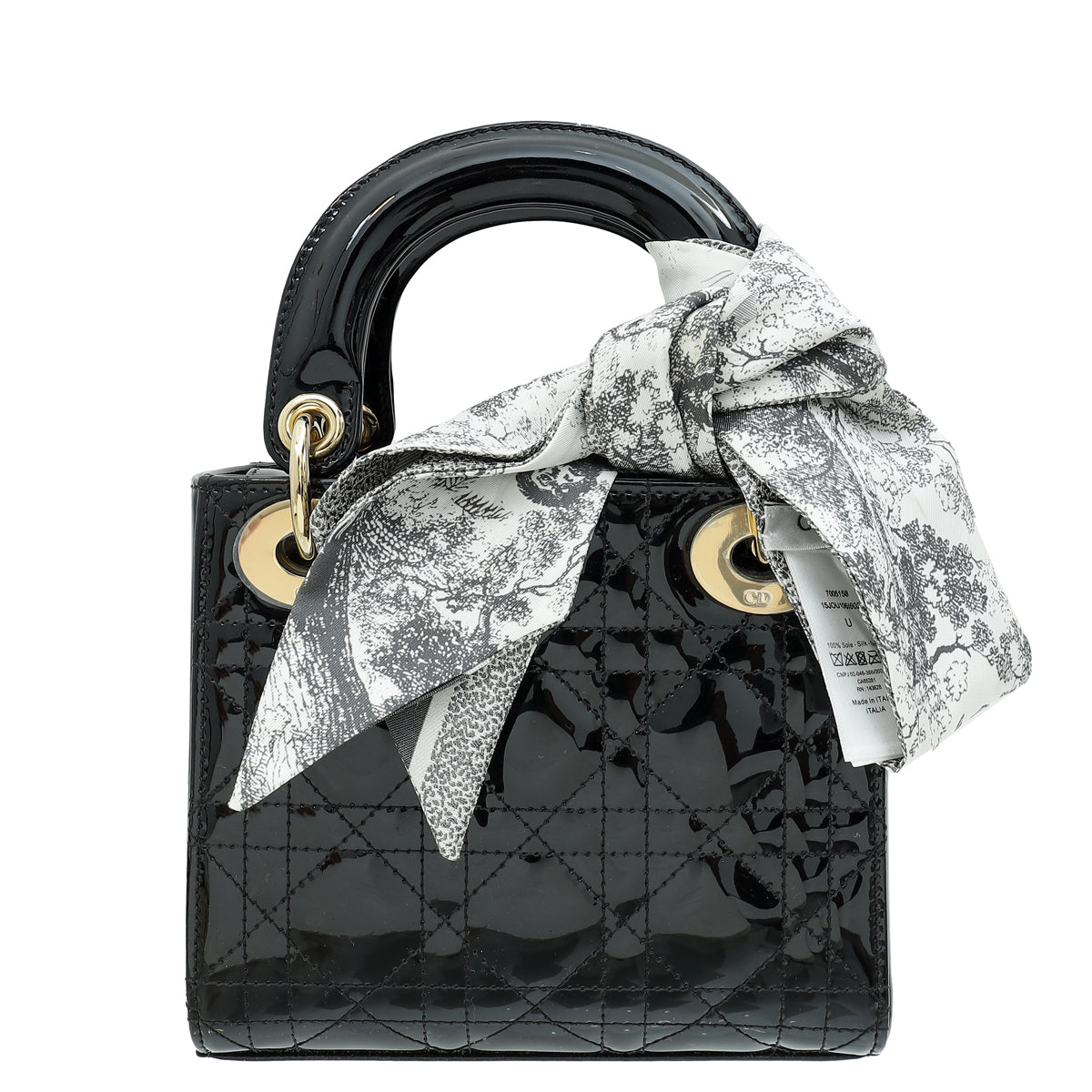 Christian Dior Black Lady Dior Mini Chain Bag W/ Twilly