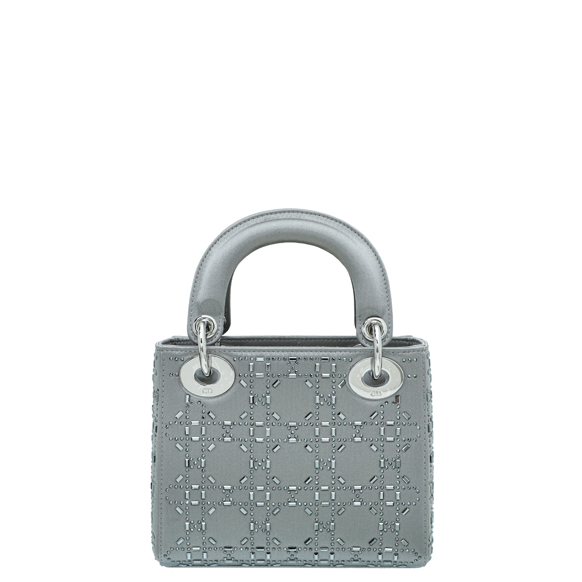 Christian Dior Grey Satin Strass Cannage Lady Dior Mini Bag