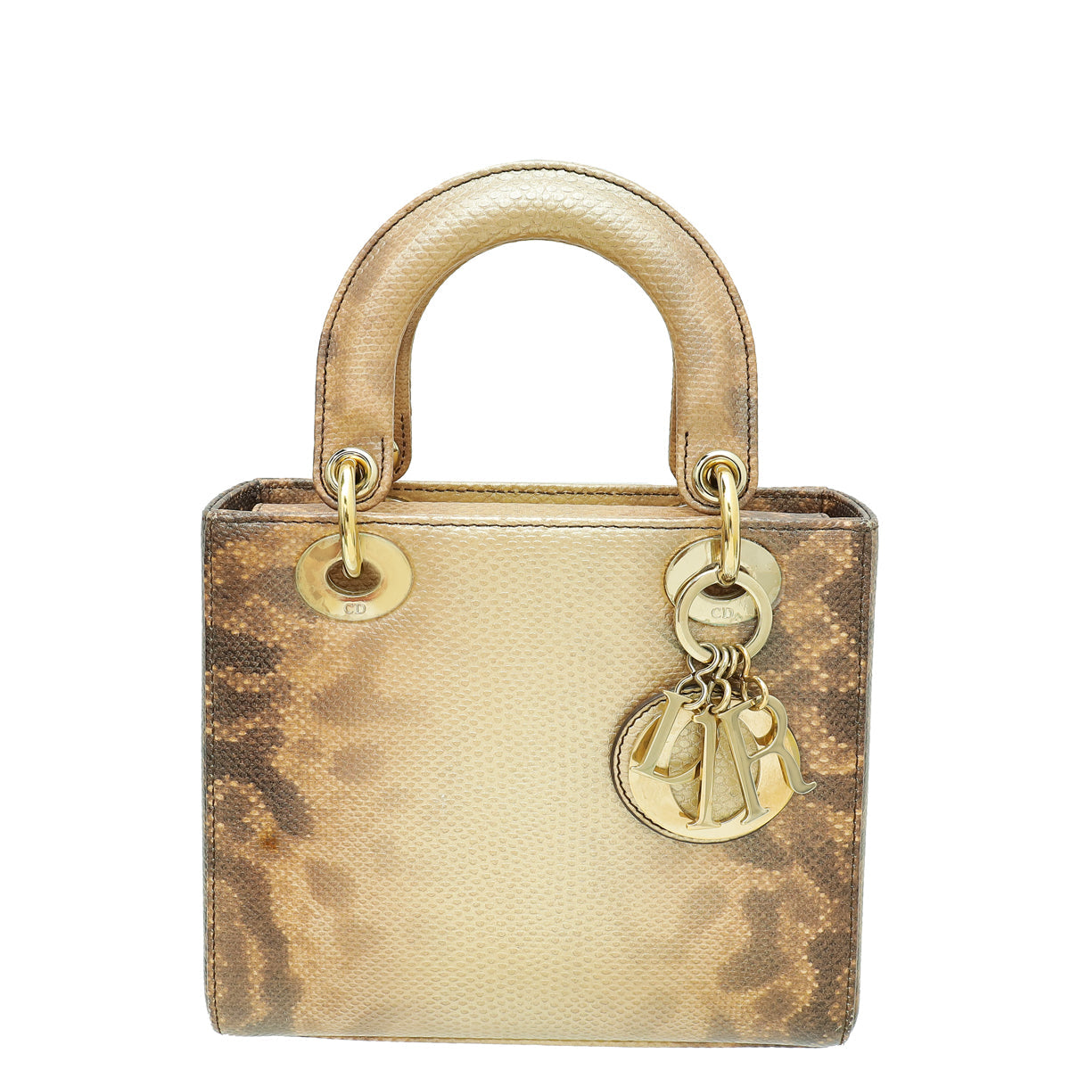 Christian Dior Metallic Bicolor Lizard Lady Dior Small Bag