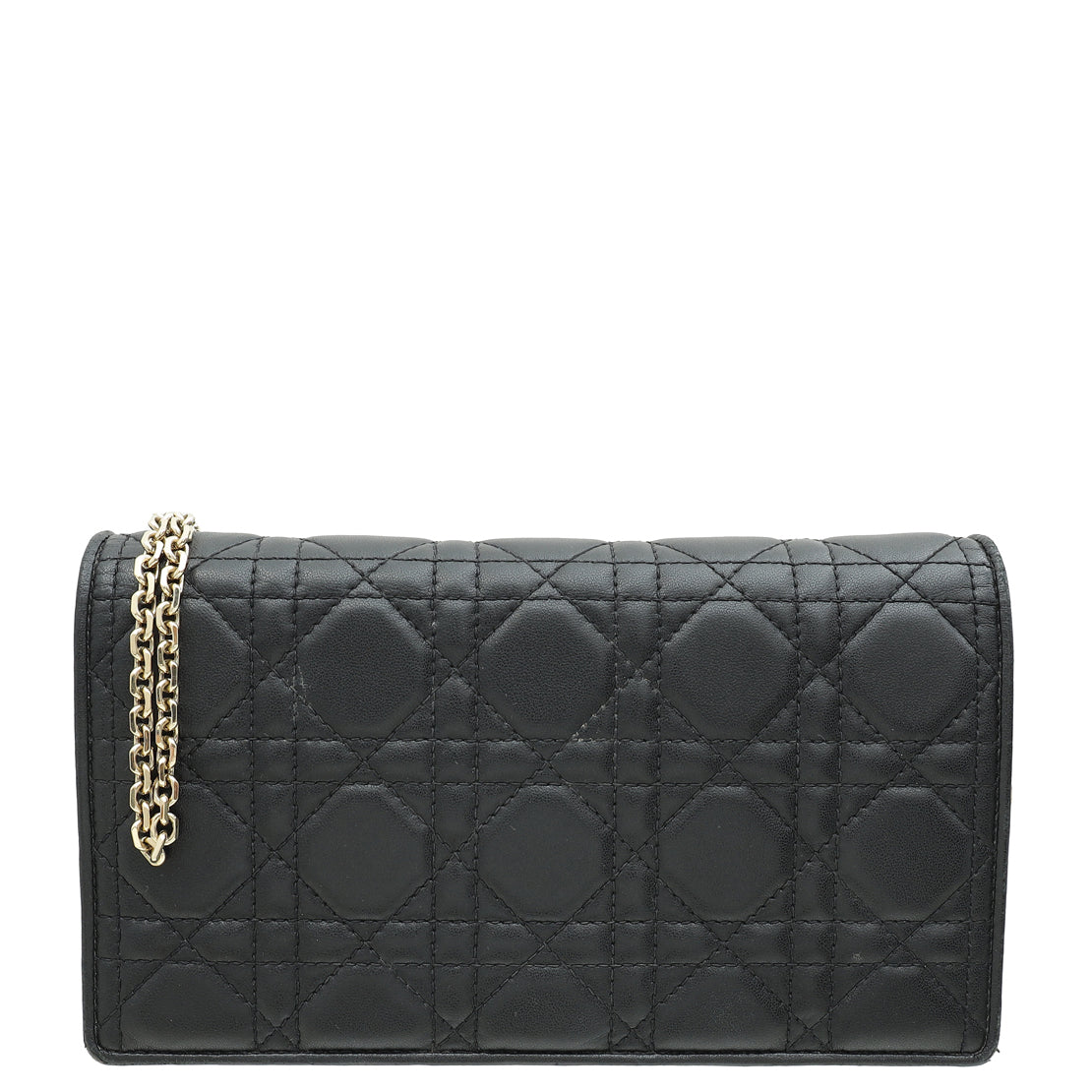Christian Dior Black Lady Dior Pouch With Chain