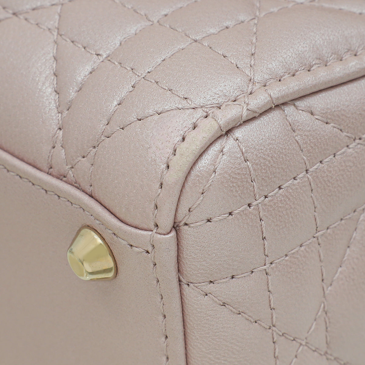 Christian Dior Metallic Pearly Pink Cannage Mini Chain Lady Dior Bag