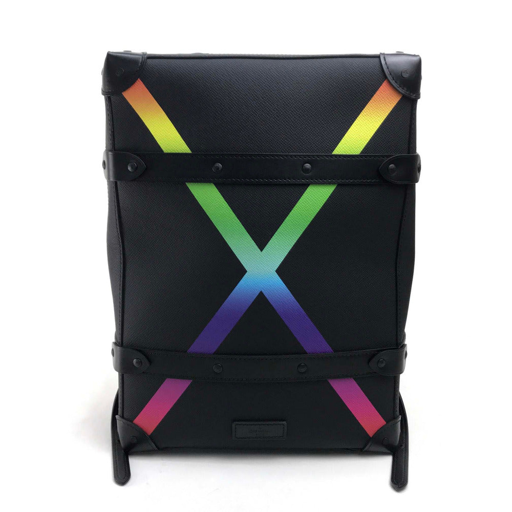 LOUIS VUITTON Backpack Taiga Leather black taiga rainbow Soft Trunk Backpack PM