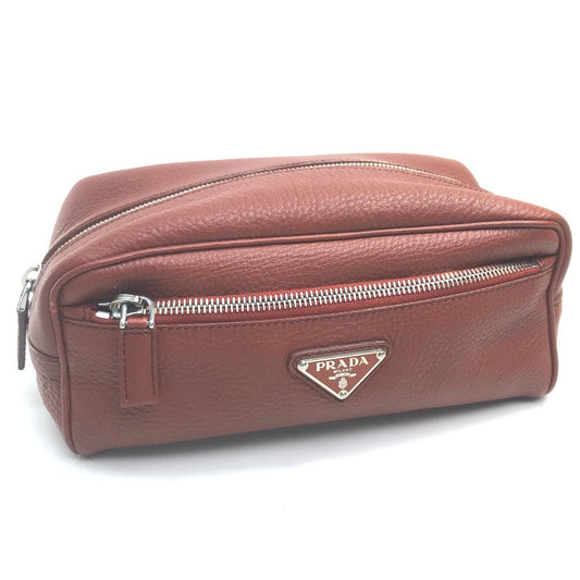 PRADA Pouch leather Red Triangle With logo Women