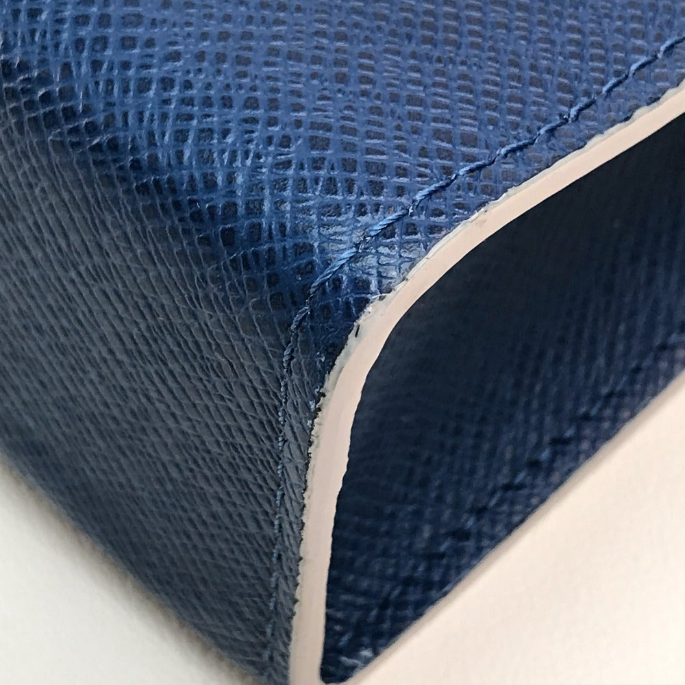  LOUIS VUITTON business bag Taiga Leather blue Taiga Pochette Voyage MM mens