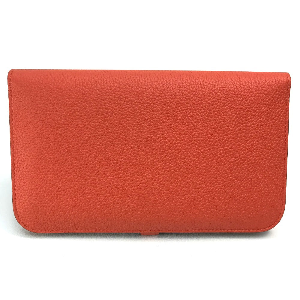 HERMES Long Wallet Purse Togo Orange red Dogon GM Dogon Duo