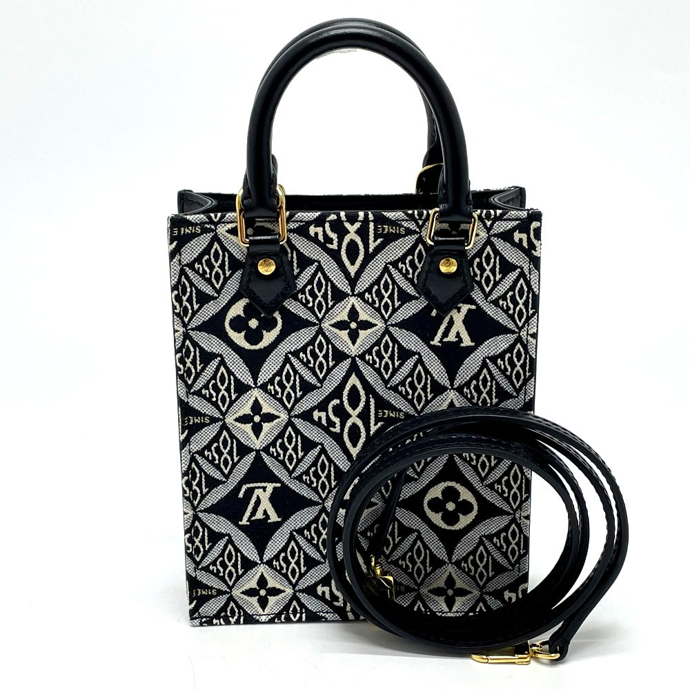 LOUIS VUITTON Handbag Jacquard Black x blue Monogram Jaguar SINCE Petit Sac Plat Women