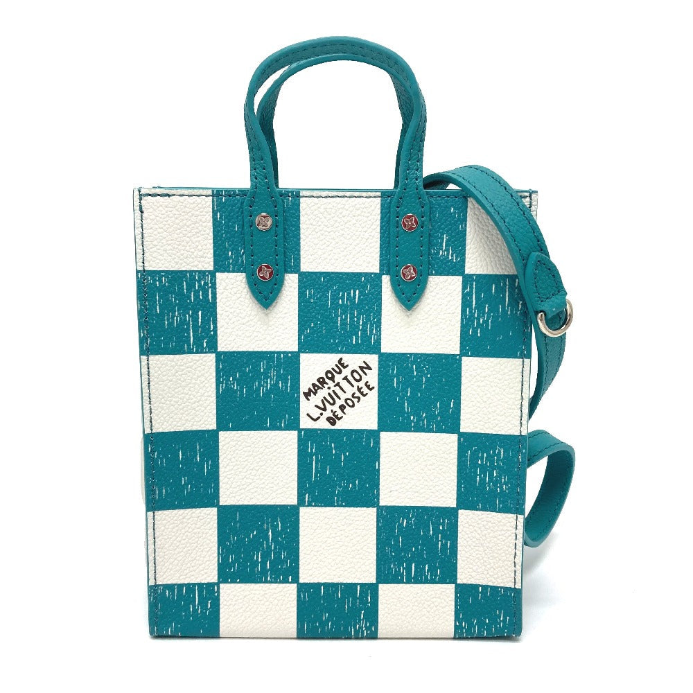 LOUIS VUITTON Shoulder Bag leather Blue type damier checkerboard Sac PlatXS
