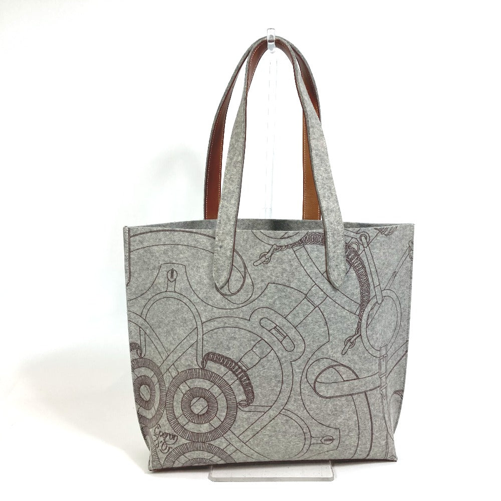 HERMES Tote Bag Felt, Leather gray Shoulder Bag Shoulder Bag Tote Bag Women