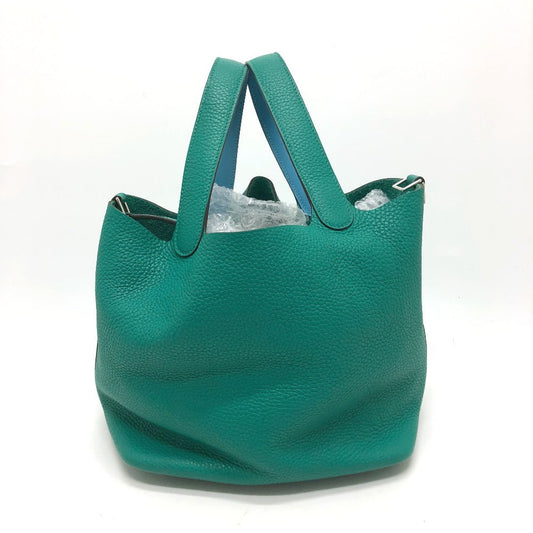 HERMES Handbag Taurillon Clemence green Picotin Lock Eclat MM 22 Women