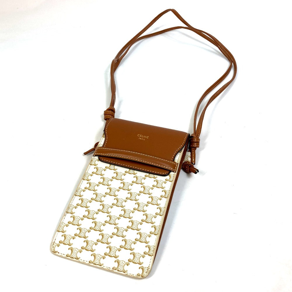 CELINE Mobile case 10G332CQD PVC / nylon beige triomphe phone case bail pouch Women