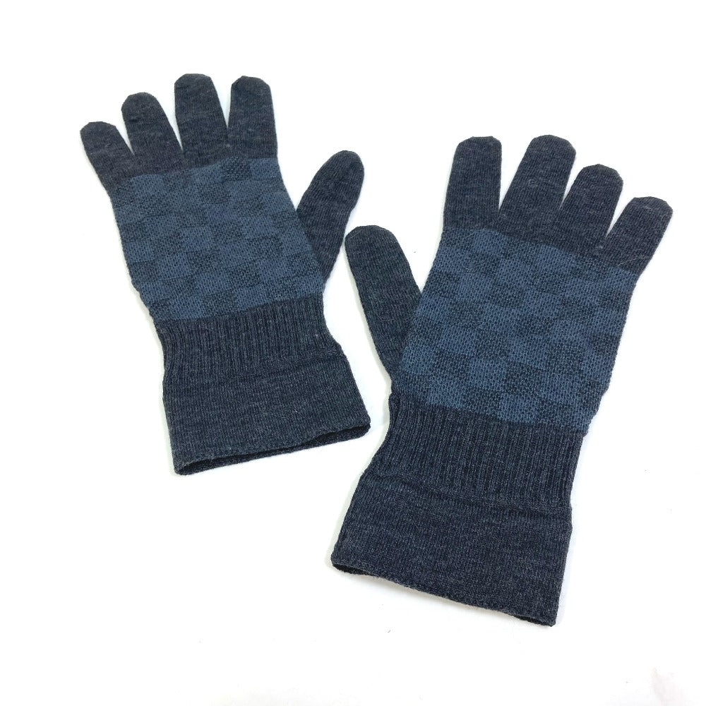 LOUIS VUITTON Glove Wool, Elastane Gray type Damier Grafitte Damier Gon Petit mens
