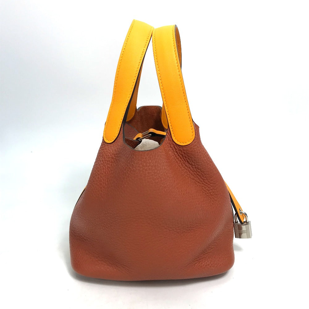 HERMES Handbag Togo, Vaux Swift Brown x Orange type By color Picotan Lock PM 18 Women