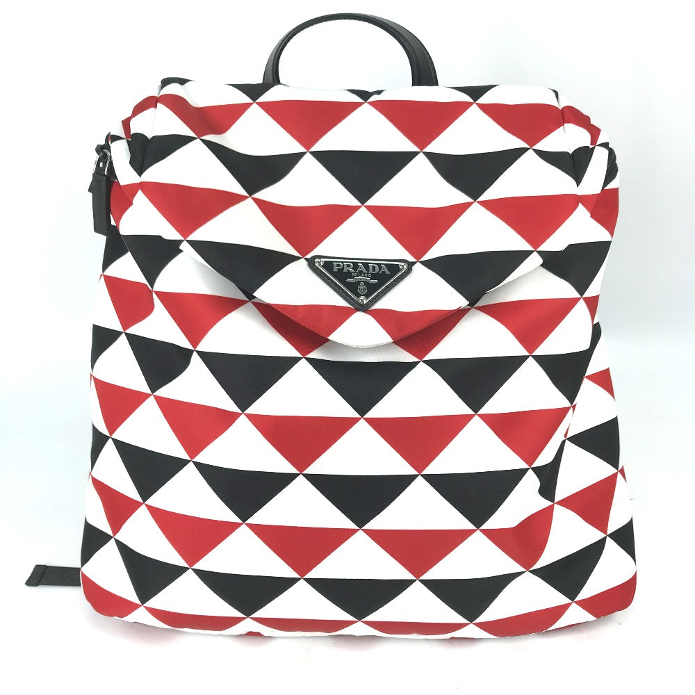 PRADA Backpack Nylon Red Triangle logo plate Signeau print mens