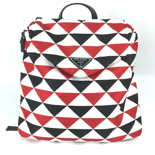 PRADA Backpack Nylon Red Triangle logo plate Signeau print mens