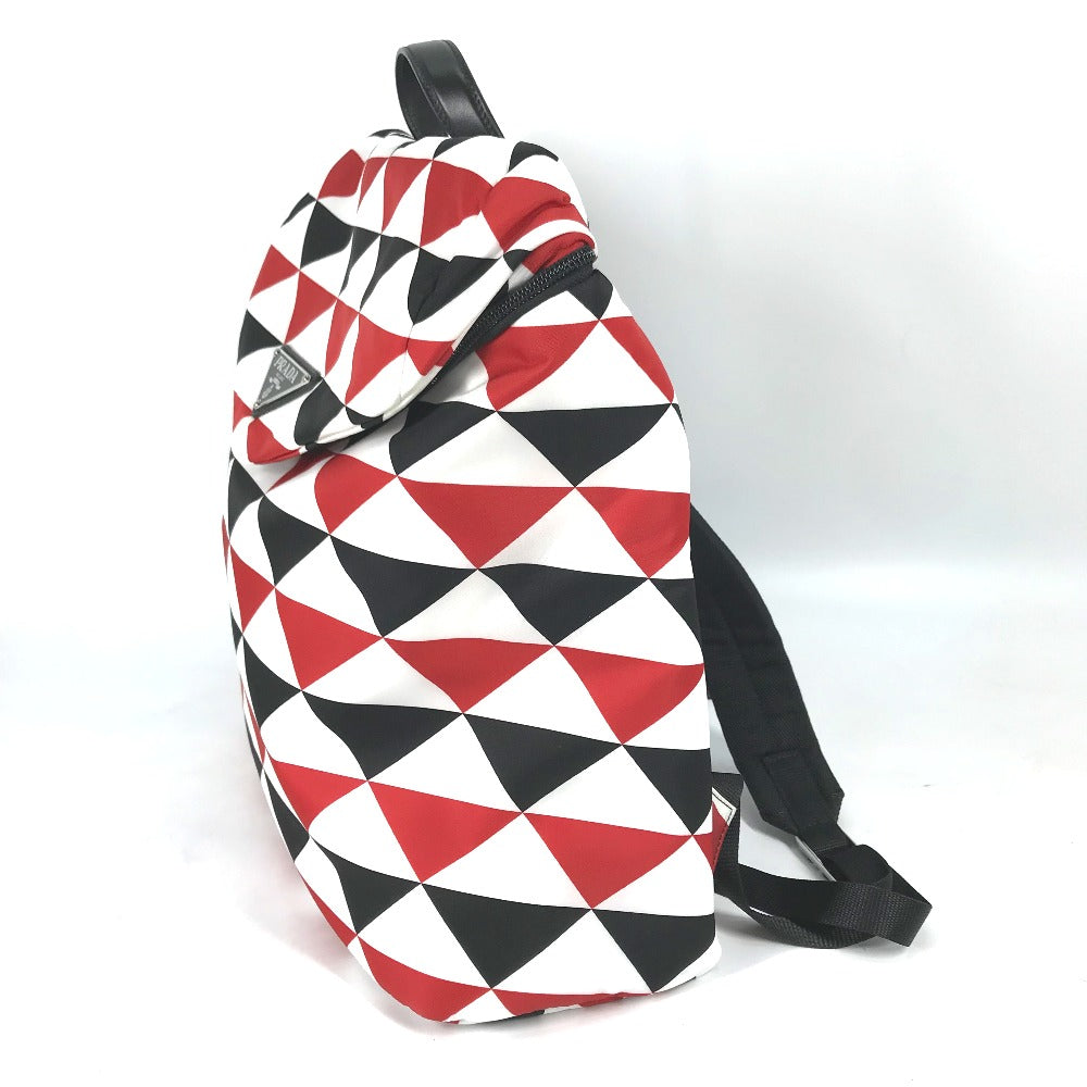 PRADA Backpack Nylon Red Triangle logo plate Signeau print mens
