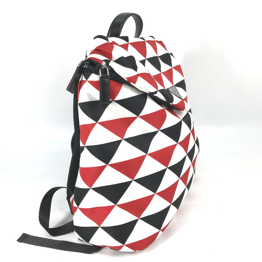 PRADA Backpack Nylon Red Triangle logo plate Signeau print mens