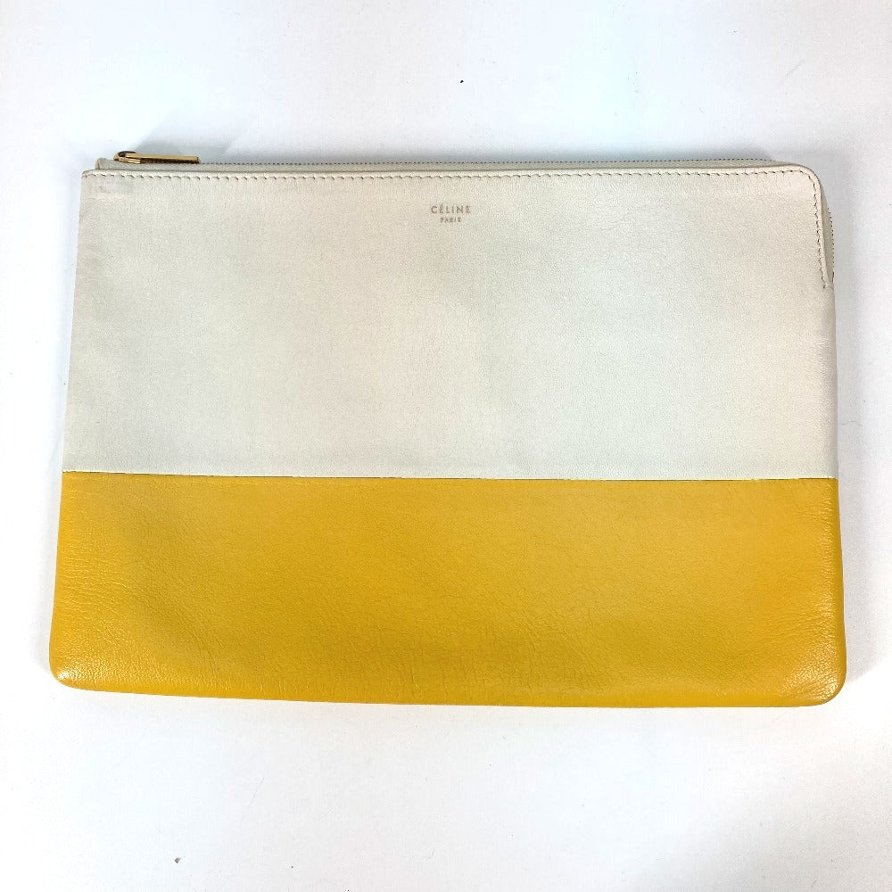 CELINE Clutch bag leather White x yellow By color Women