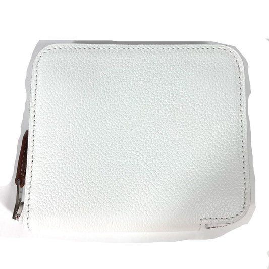 HERMES Coin case leather white Azap silk in compact