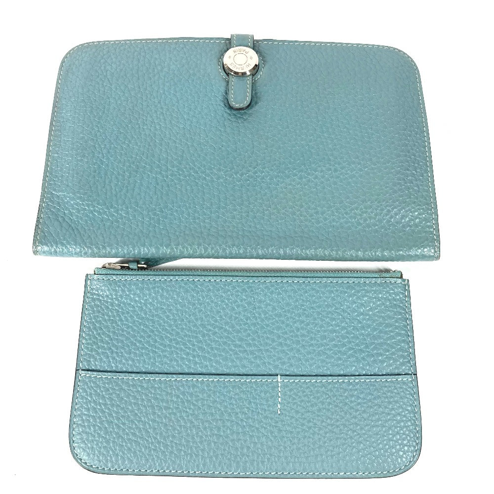 HERMES Long Wallet Purse Togo blue Long wallet Dogon Duo GM Women