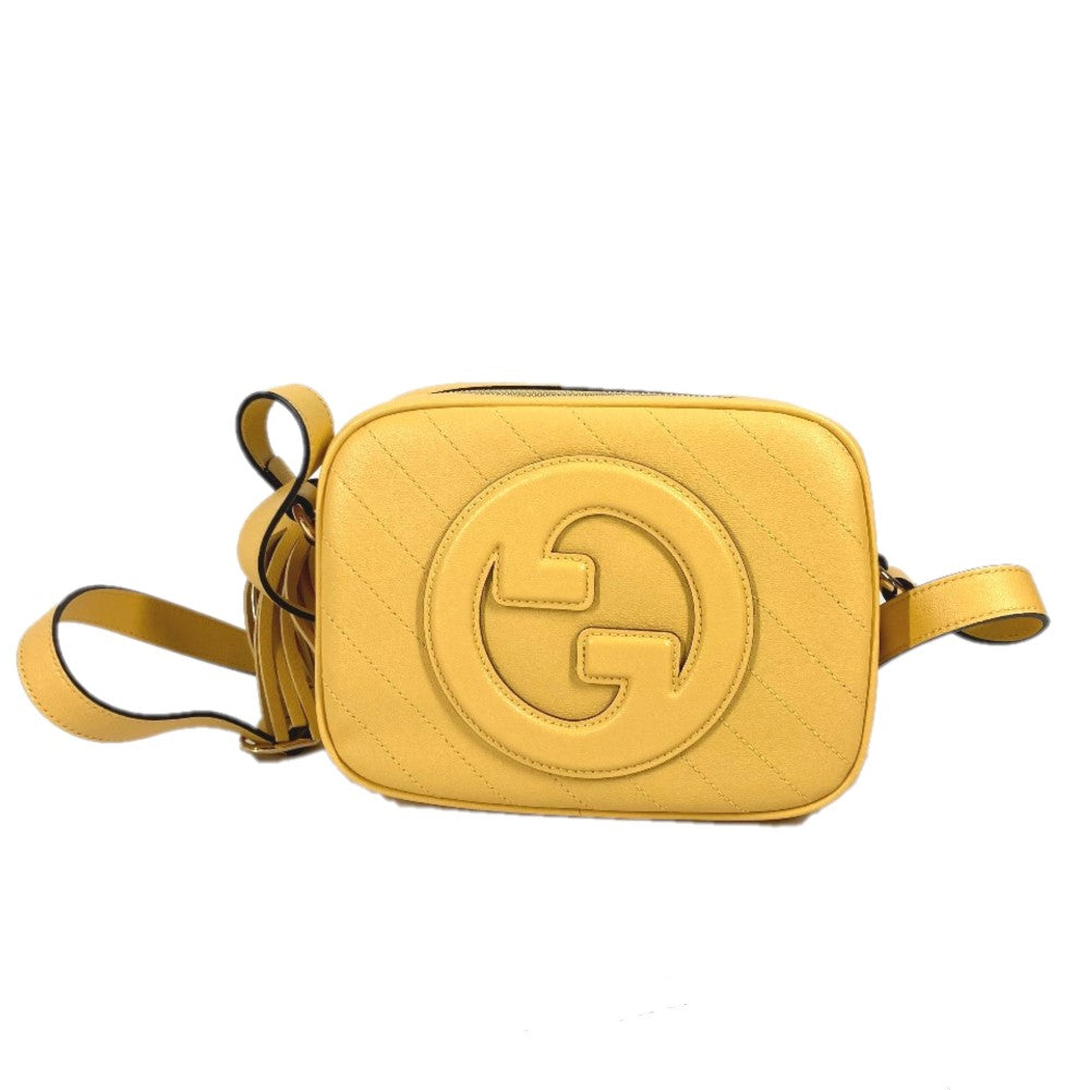GUCCI Shoulder Bag 742360 leather yellow Round interlocking G tassel Blondy Women