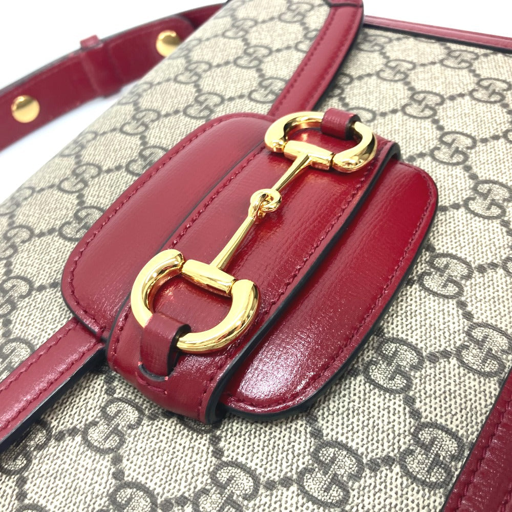 GUCCI Shoulder Bag 602204 GG Supreme canvas, leather beige GG Supreme Horsebit 1955 Women