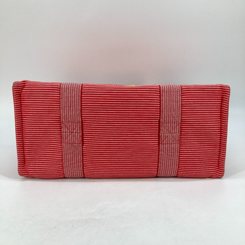HERMES Tote Bag canvas Red Mothers bag Caval Horse Cheval Stripes