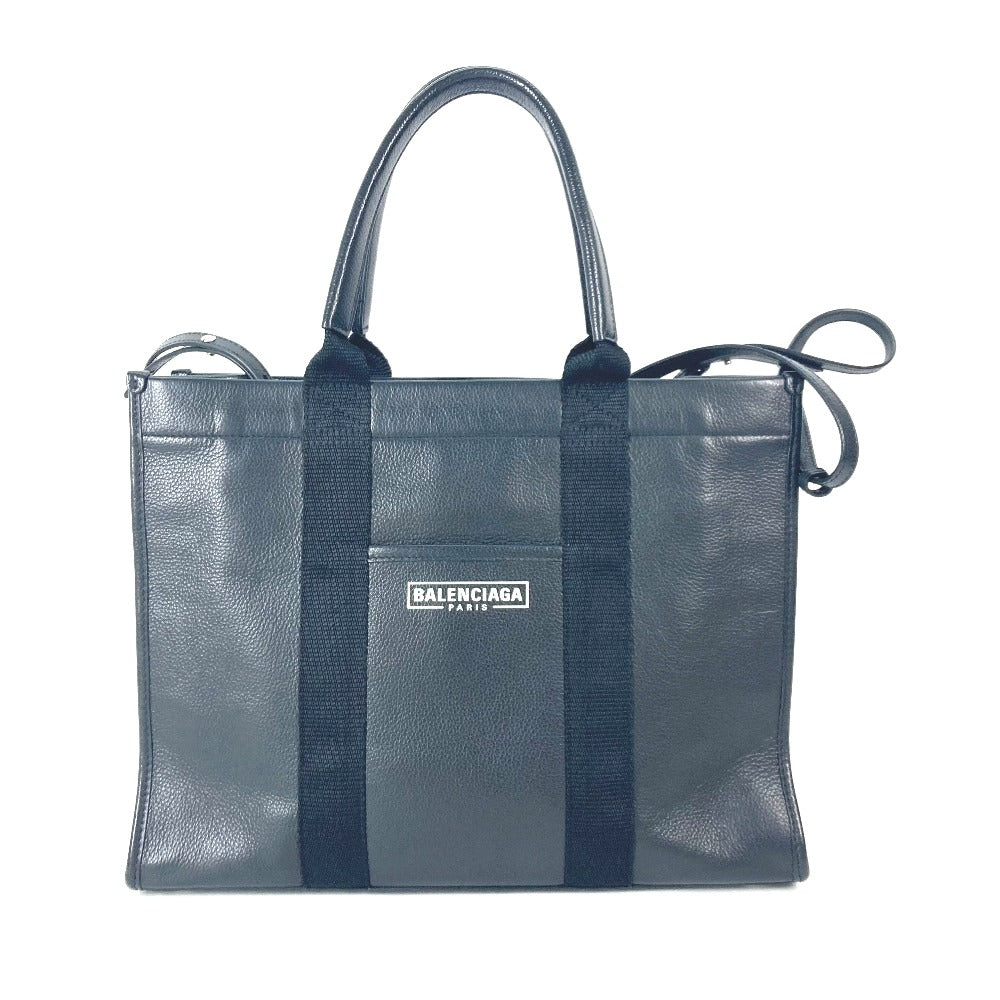 BALENCIAGA Tote Bag 671400 leather black logo hardware unisex(Unisex)
