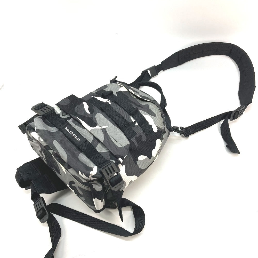 BALENCIAGA Backpack 6440312 canvas Gray x black Camouflage camouflage Army mens