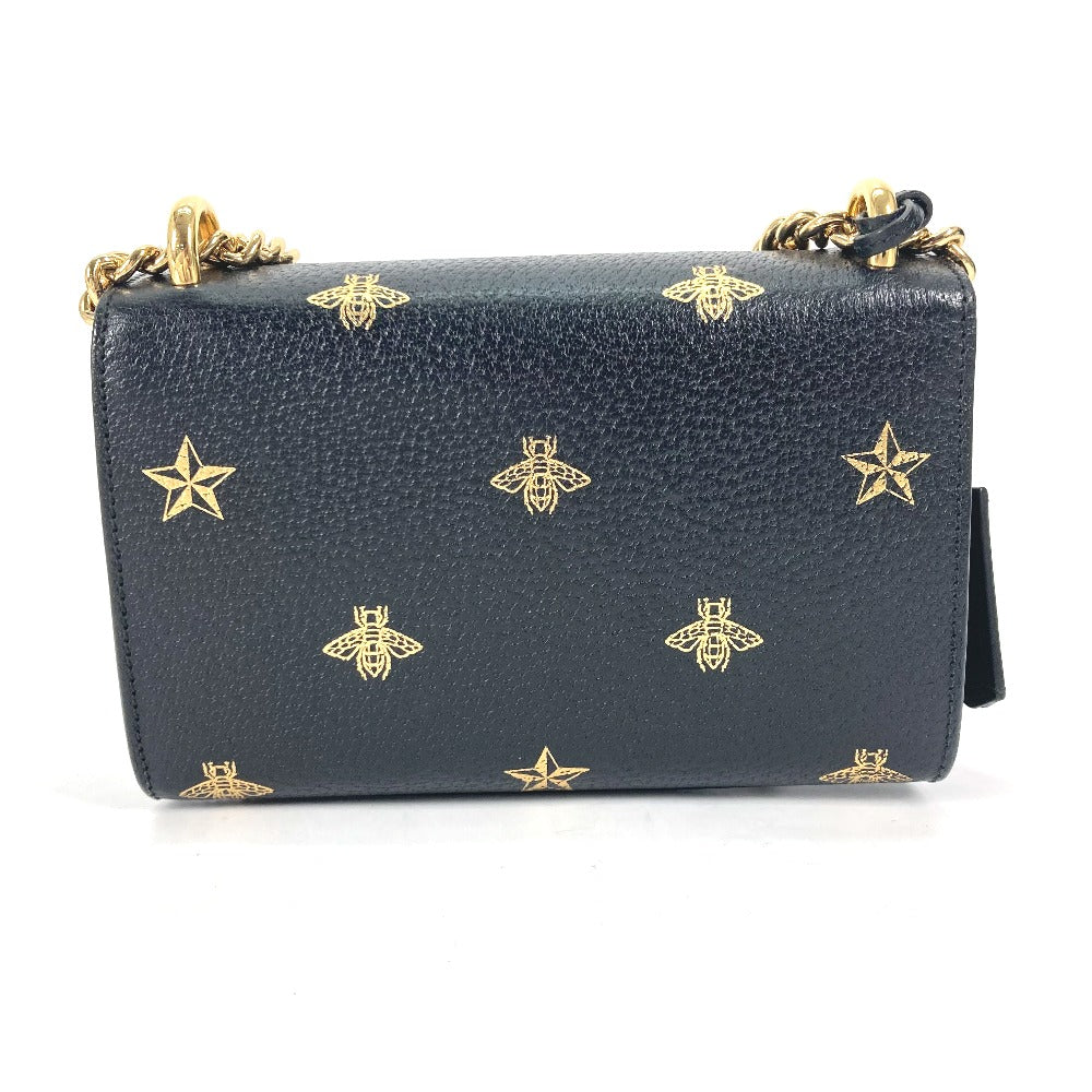 GUCCI Shoulder Bag 432182 leather black Crossbody bag pochette PADLOCK BEE Women