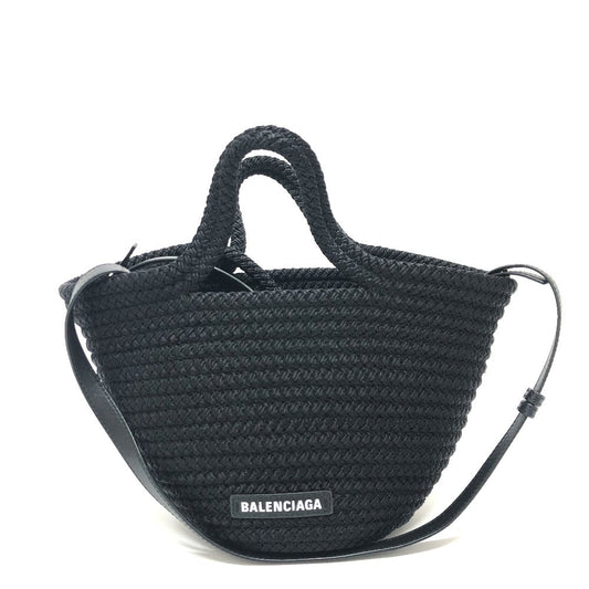 BALENCIAGA Shoulder Bag 695612 Nylon, Lambskin black Shoulder Crossbody Ibiza small basket bag