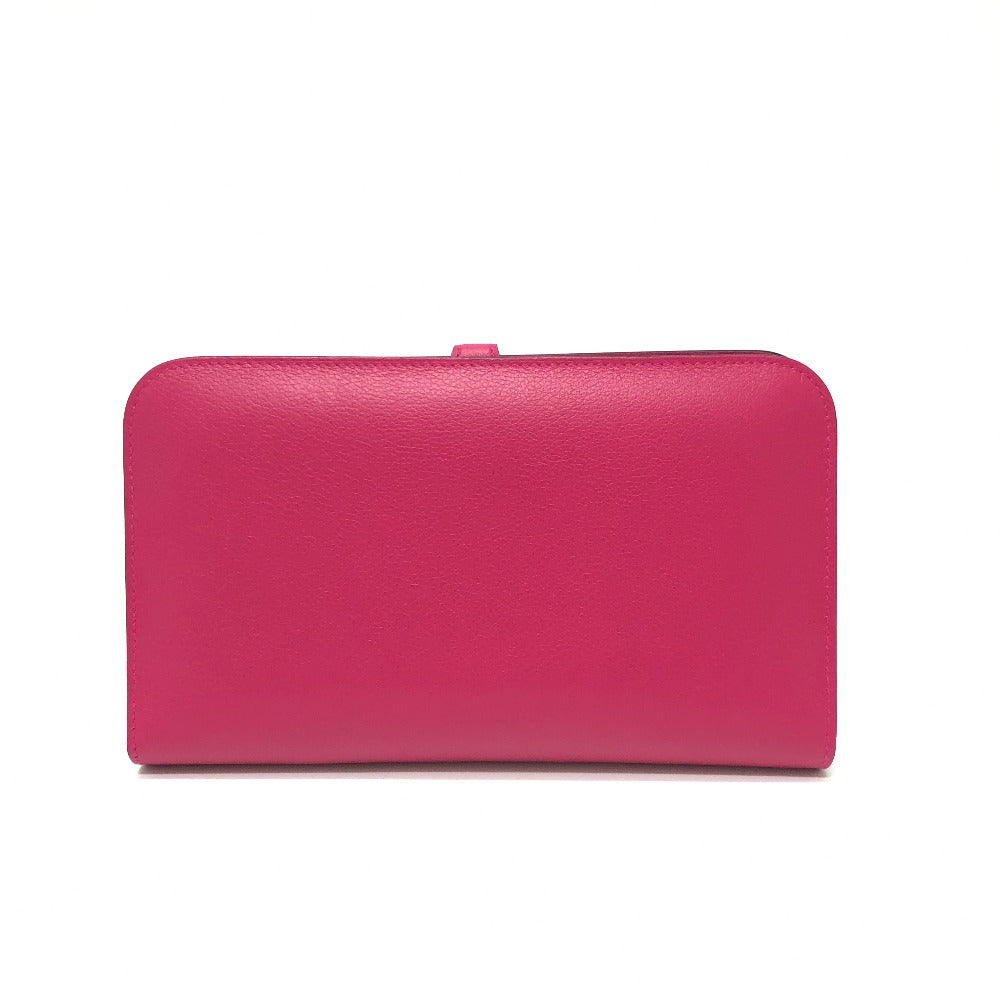 HERMES Long Wallet Purse Leather, Evercolor pink Dogon GM