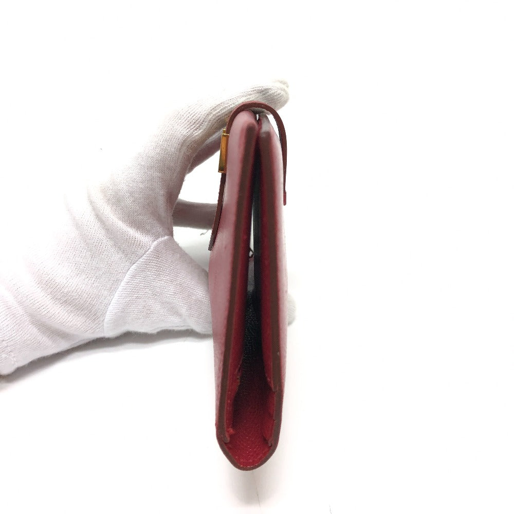 HERMES Long Wallet Purse Courchevel Red Beansufla