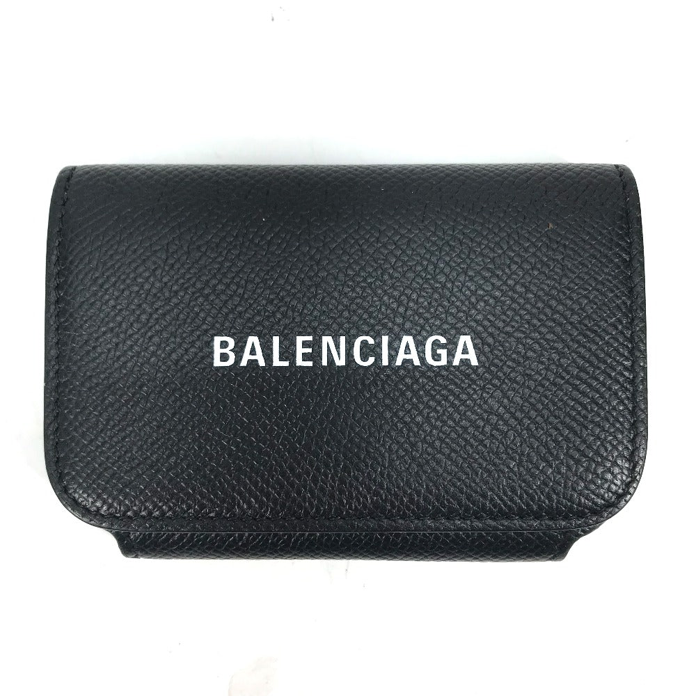 BALENCIAGA Card Case 594225 leather black Wallet logo Women