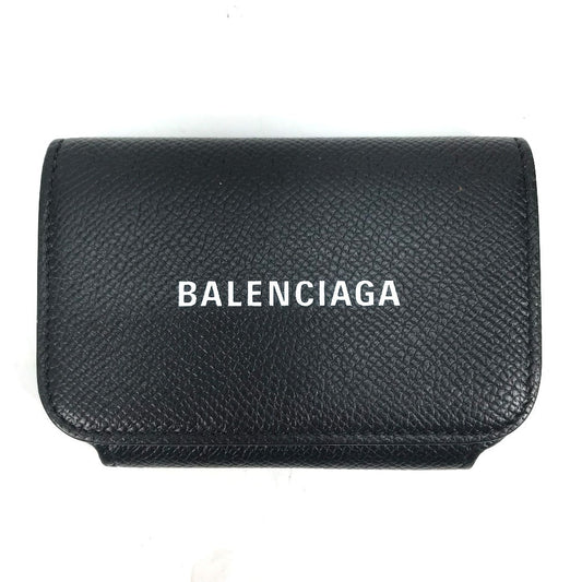 BALENCIAGA Card Case 594225 leather black Wallet logo Women