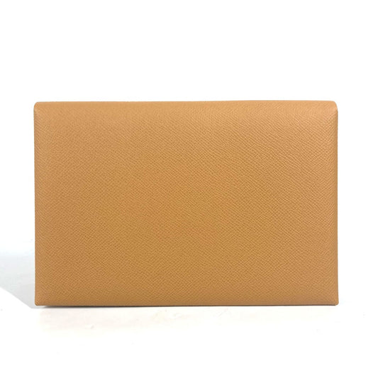 HERMES Clutch bag Epsom Brown x pink With porch Calvi GM