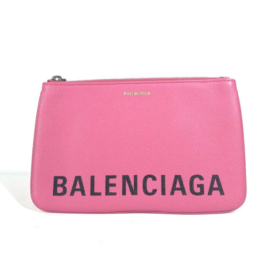 BALENCIAGA Clutch bag 545773 leather pink logo VILLE Women
