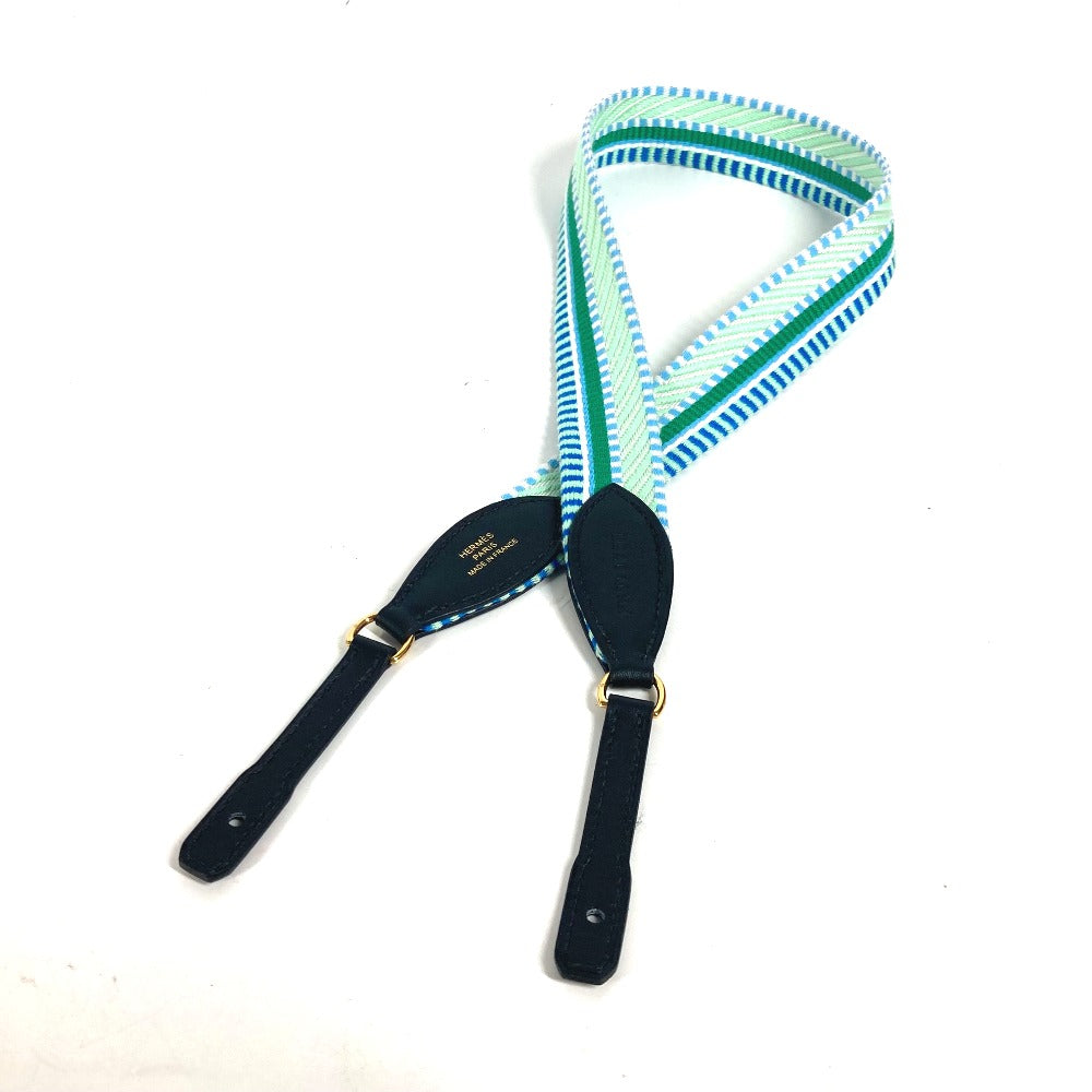 HERMES Shoulder strap Leather / canvas green bandouliere Cavale To Go Women
