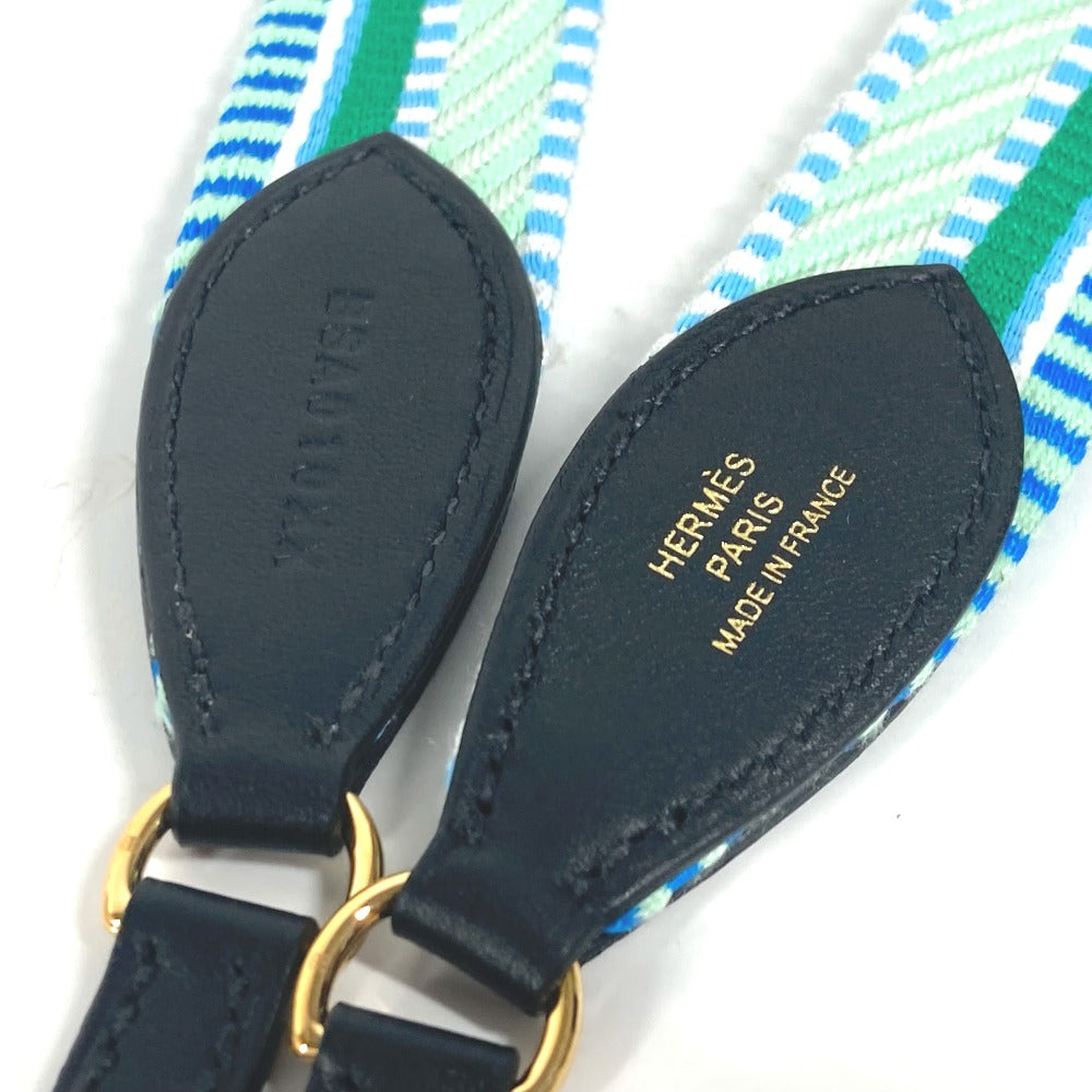 HERMES Shoulder strap Leather / canvas green bandouliere Cavale To Go Women