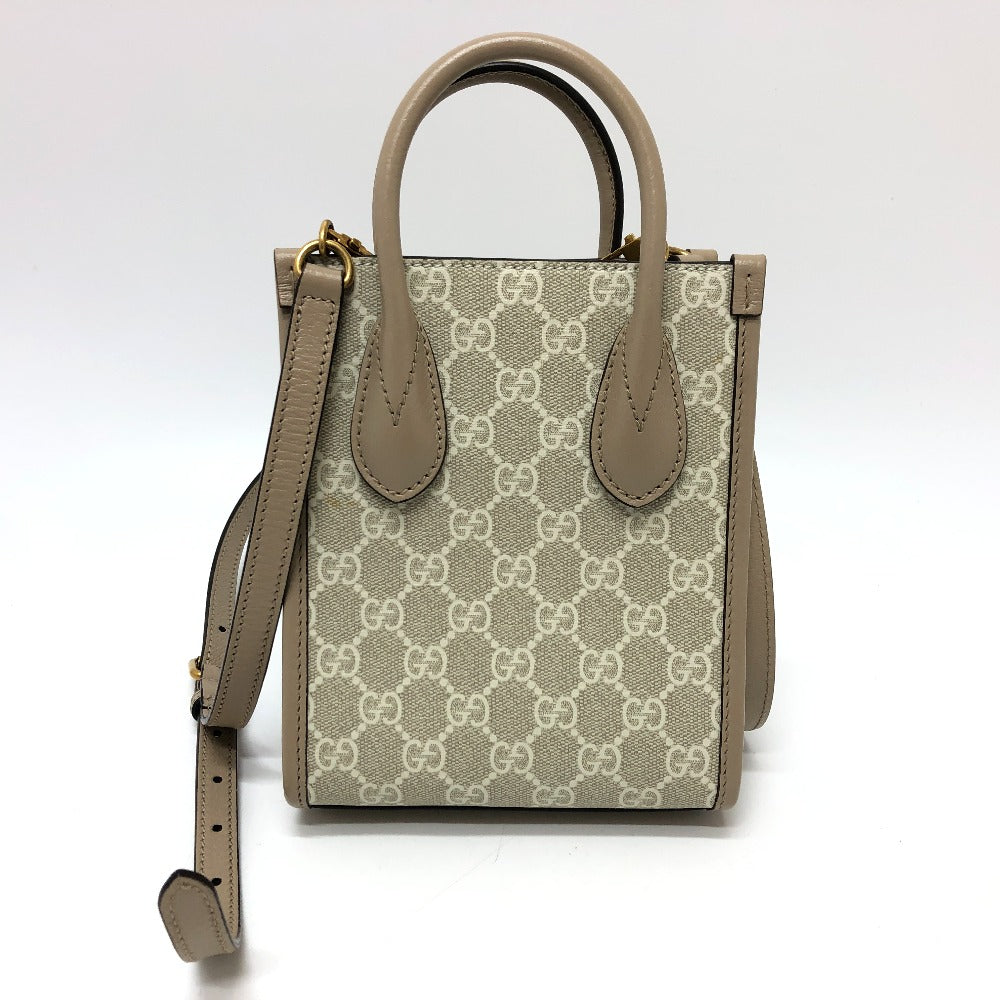 GUCCI Shoulder Bag 671623 GG Supreme Canvas light beige GG Supreme Interlocking G Mini Tote Bag Women