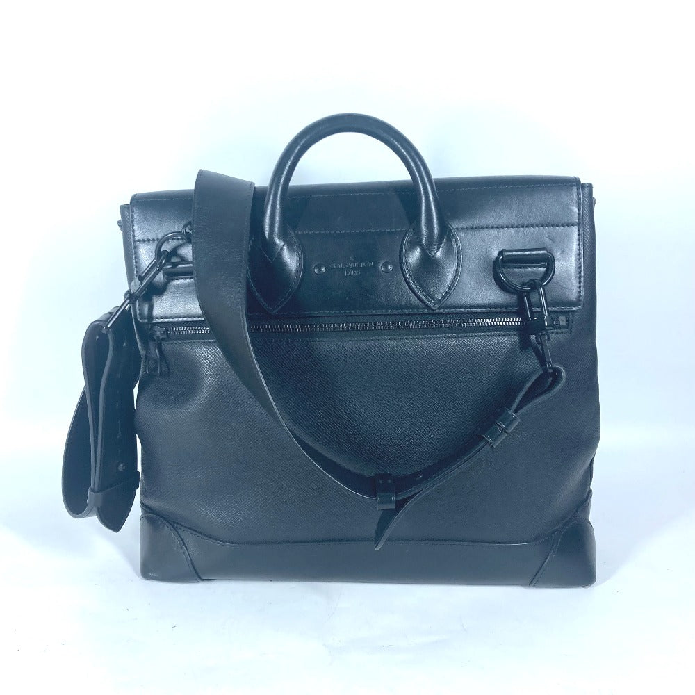 LOUIS VUITTON Handbag M30339 Taiga Leather black Taiga rainbow Steamer PM mens