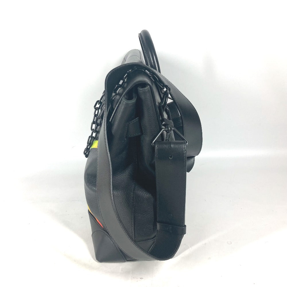 LOUIS VUITTON Handbag Taiga Leather black Taiga rainbow Steamer PM