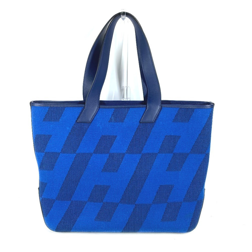 HERMES Tote Bag Leather / canvas blue Handbag Ambier GM 40 unisex(Unisex)