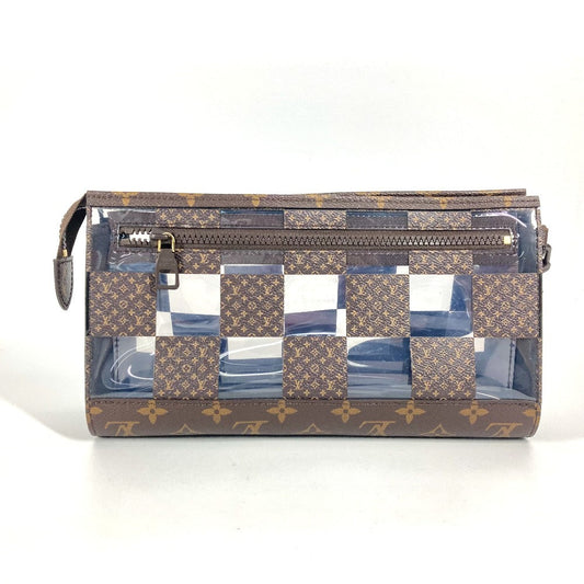 LOUIS VUITTON Clutch bag Plastics , Monogram Canvas Brown Monogram Chess Damier stand pouch