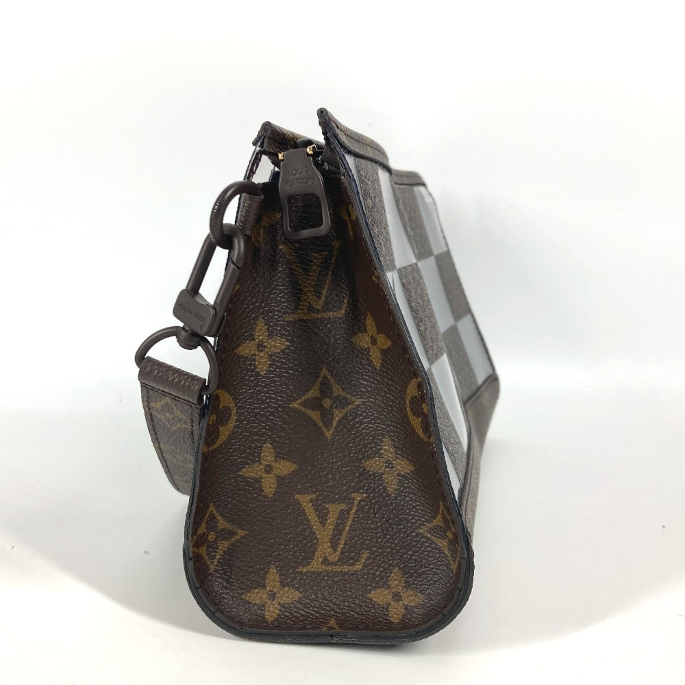 LOUIS VUITTON Clutch bag Plastics , Monogram Canvas Brown Monogram Chess Damier stand pouch