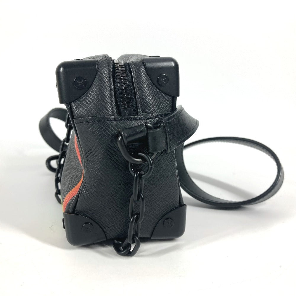 LOUIS VUITTON Shoulder Bag Taiga Leather black Taiga rainbow Mini soft trunk