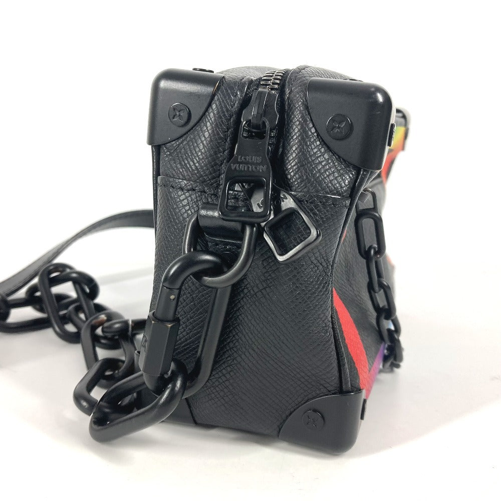 LOUIS VUITTON Shoulder Bag Taiga Leather black Taiga rainbow Mini soft trunk