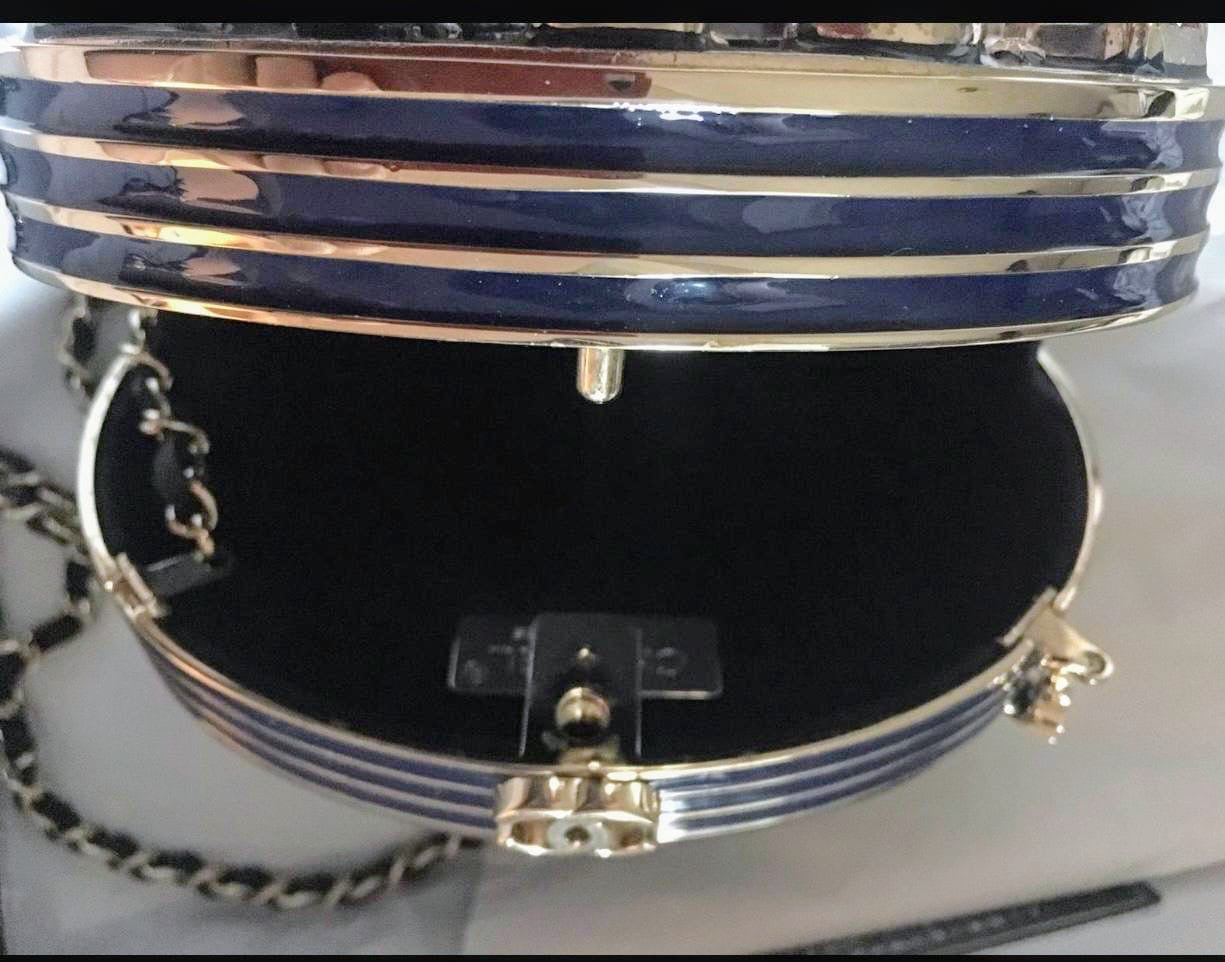 CHANEL Horoscope Navy Blue Metal Gripoix Gold Crystal Small Mini MinaudiÃ¨re Bag