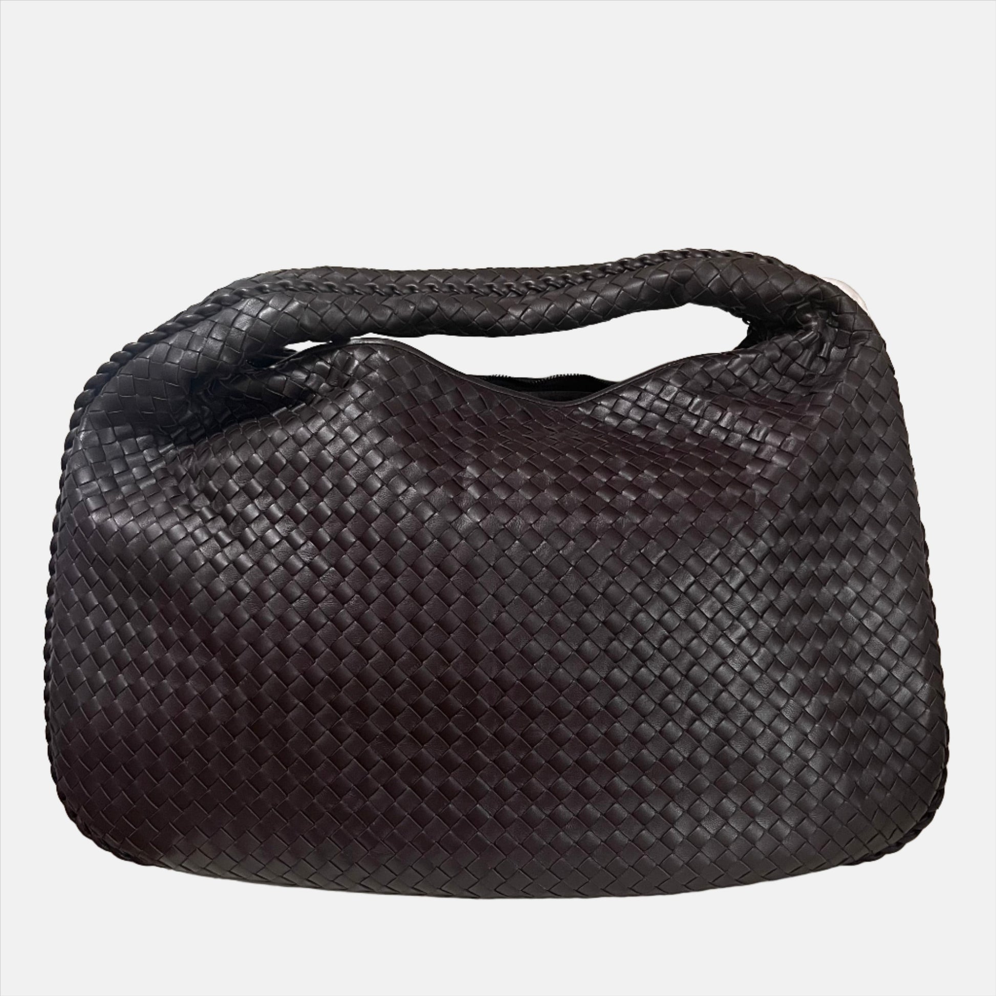 Bottega Veneta Hobo Bag Large Chocolate Brown Lambskin leather 53cm Woven Handle
