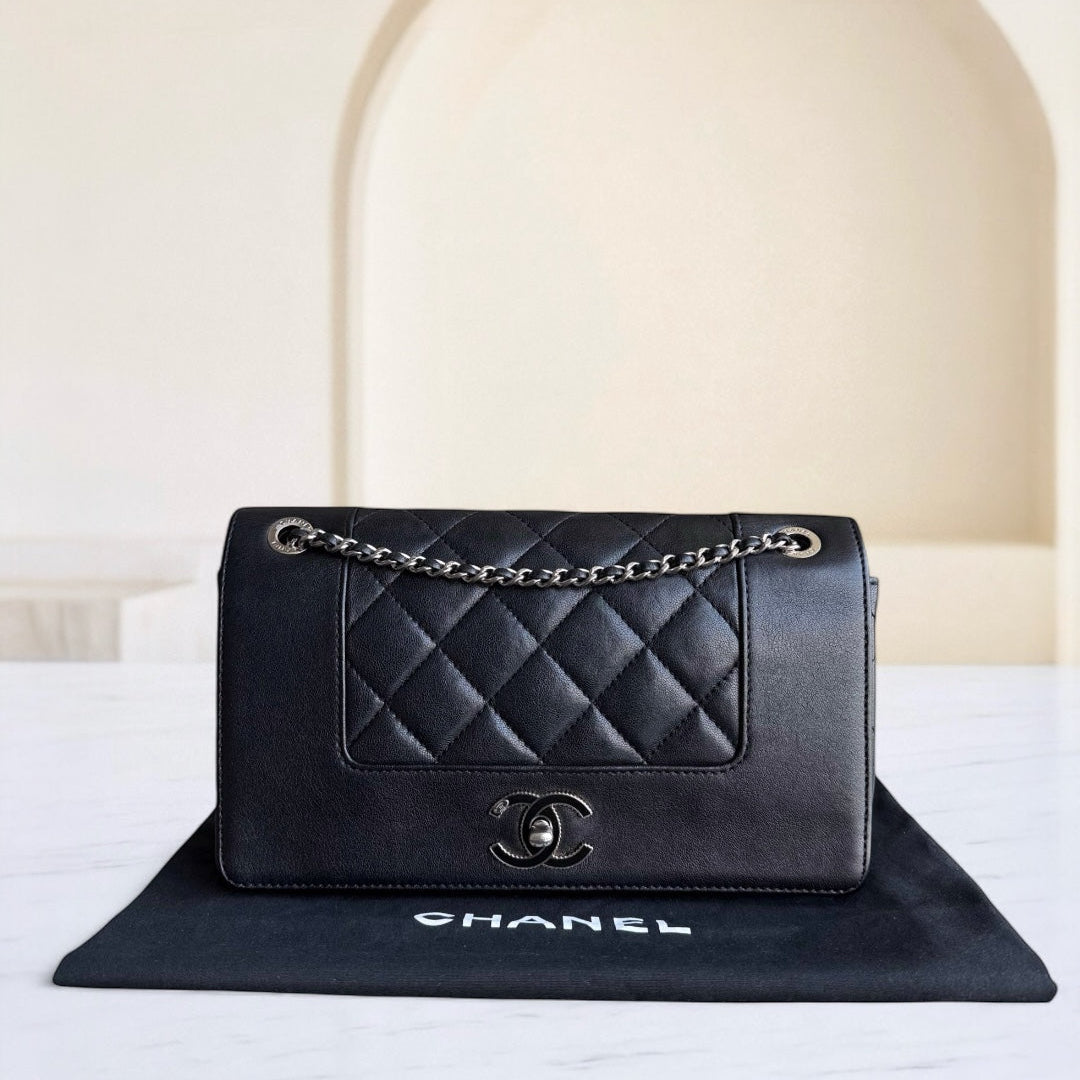 Chanel Mademoiselle Seasonal Flap CC Lock - Quilted Calfskin Black Silver Hardware Series 23
